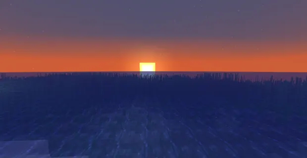 Vanilla square sun setting over ocean