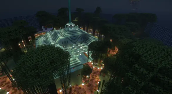 Prismarine pyramid in jungle at night
